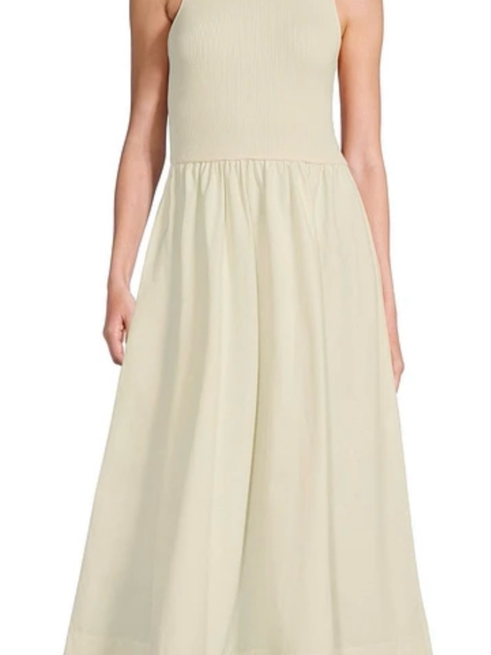 Gibson Latimer Sleeveless Cream Maxi Dress with Gathered Waist